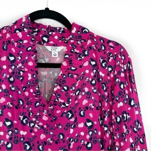 Crown & Ivy ruffle neck animal print top